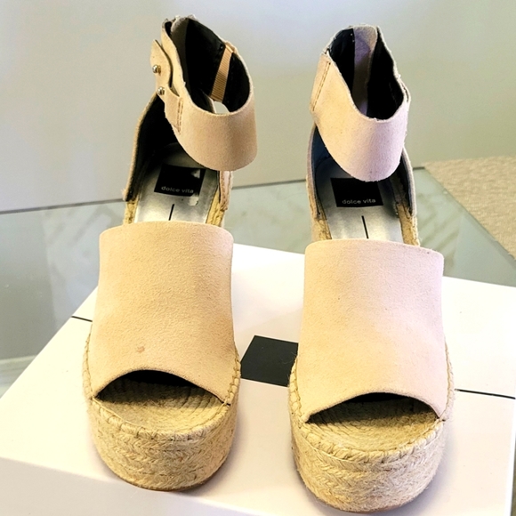 Dolce Vita Straw Women's Platform Wedge Espadrille Sandals. Light pink. Size 8 - Picture 9 of 16